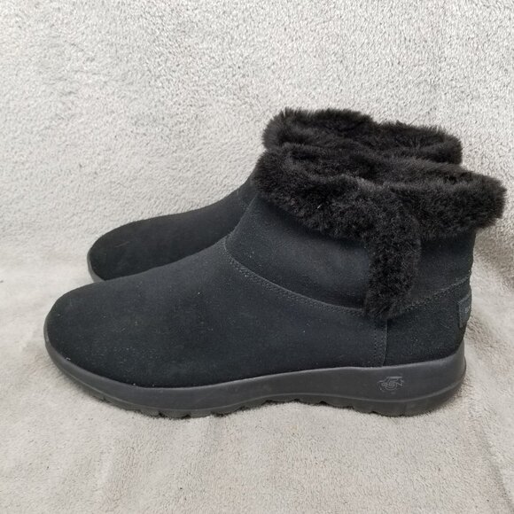 Skechers Shoes Womens Size On The Go Black Suede Faux Fur - Main Image